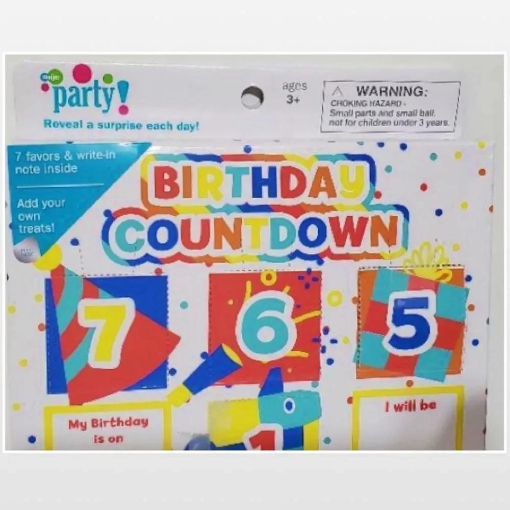 New Birthday Countdown 7 Days Advent Fun Activity Party Kids NWT
